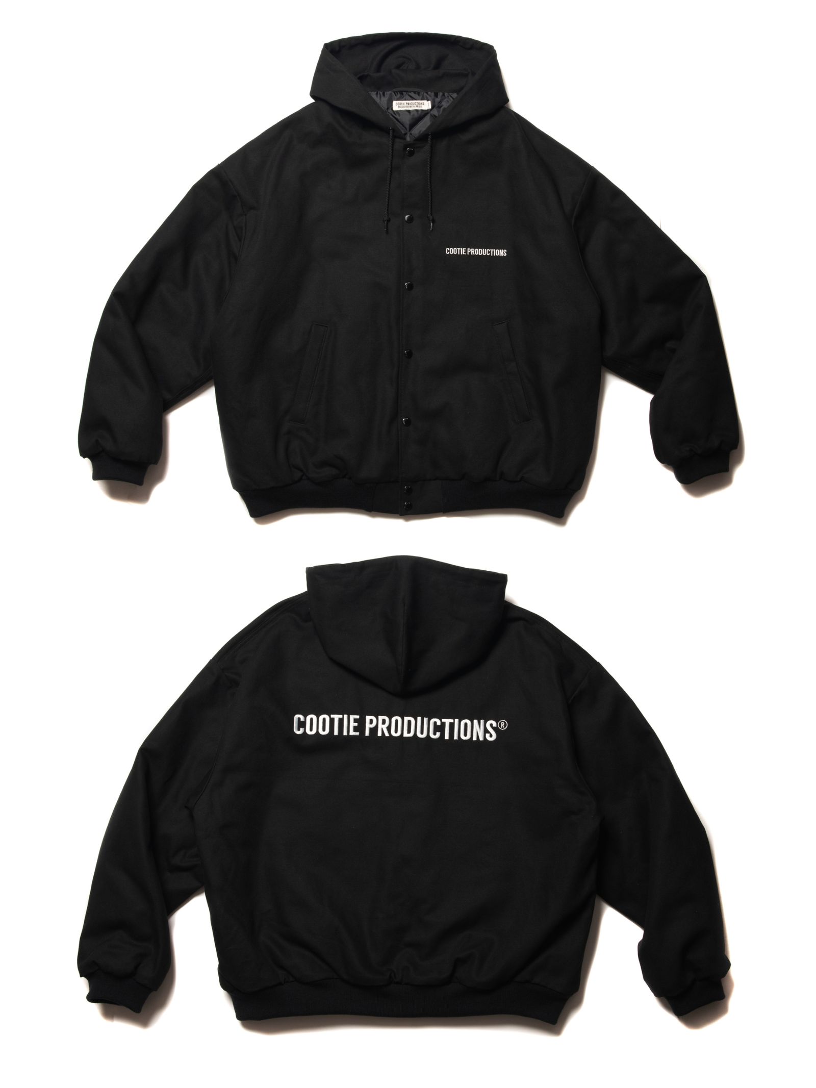 COOTIE PRODUCTIONS - OX HOODIE BLOUSON (BLACK/WHITE) / ロゴ刺繍