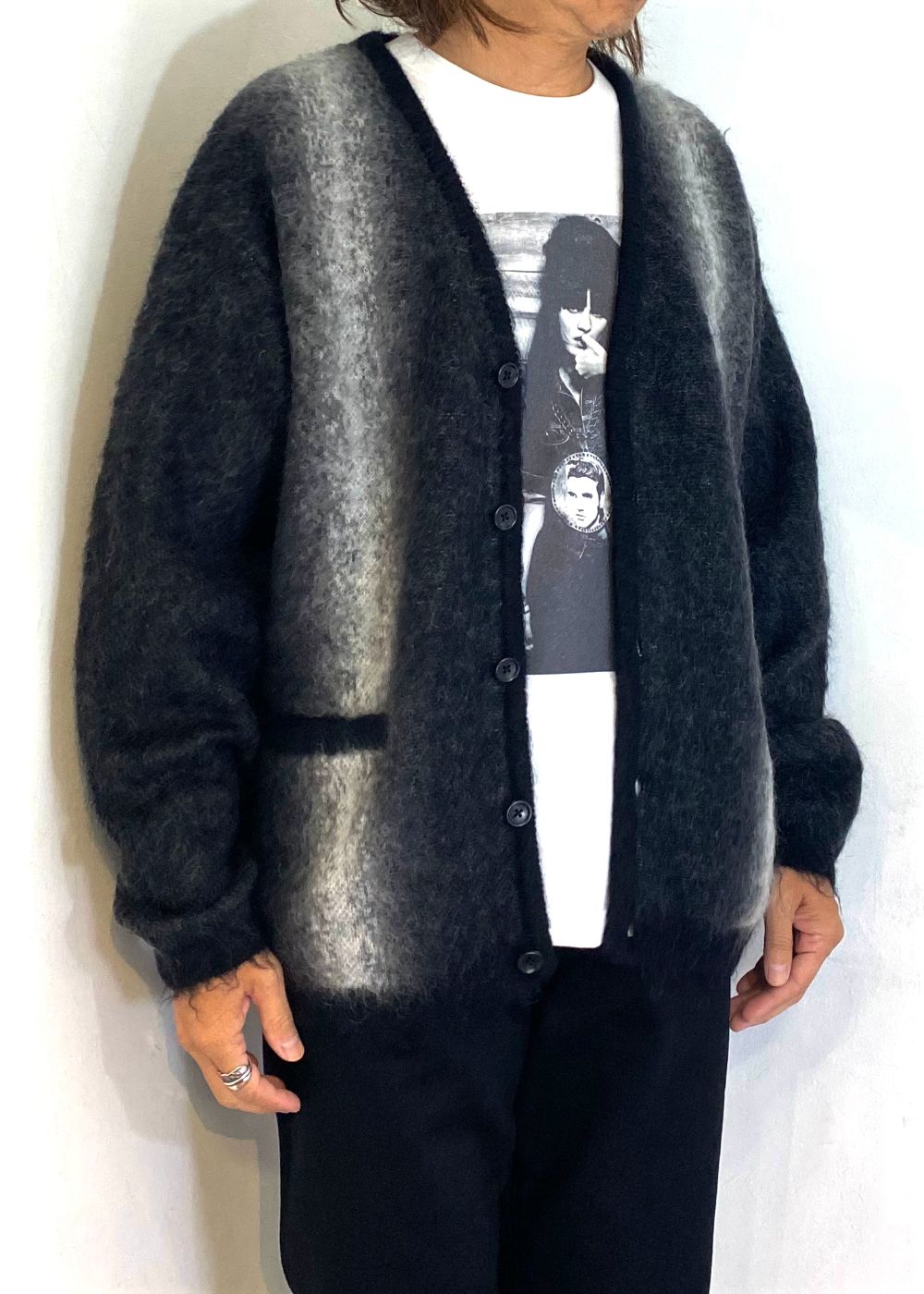 Fuzzy Stripe Mohair Knit Cardigan (BLT) /  ストライプ モヘアニット カーディガン
