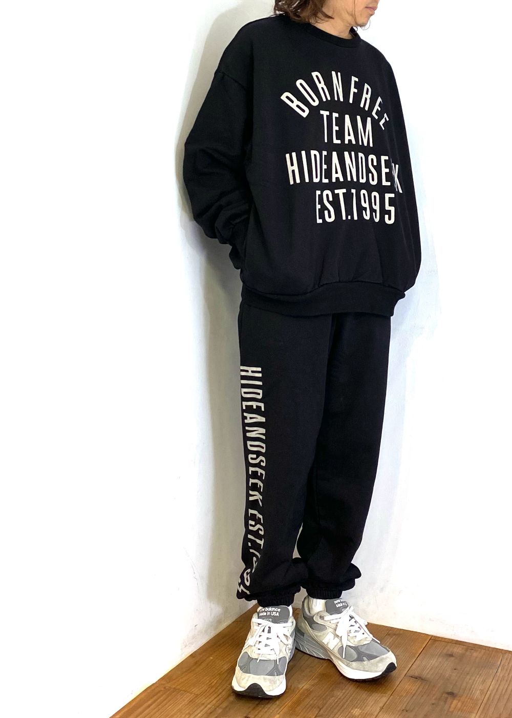 College Sweat Shirt (BLACK) / オリジナル セットアップ クルーネック スウェット / セットアップ可能