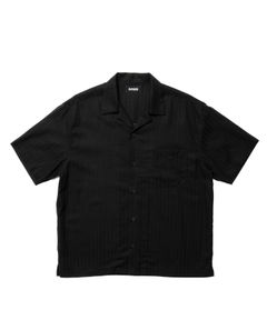 R9 STRIPE S/S SHIRT (BLACK) / ストライプ オープンカラー シャツ