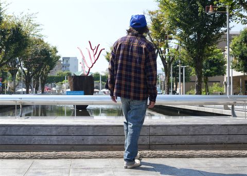 2024 AUTUMN SHIRT STYLE-RATS / COTTON FLANNEL NAVY CHECK SHIRT