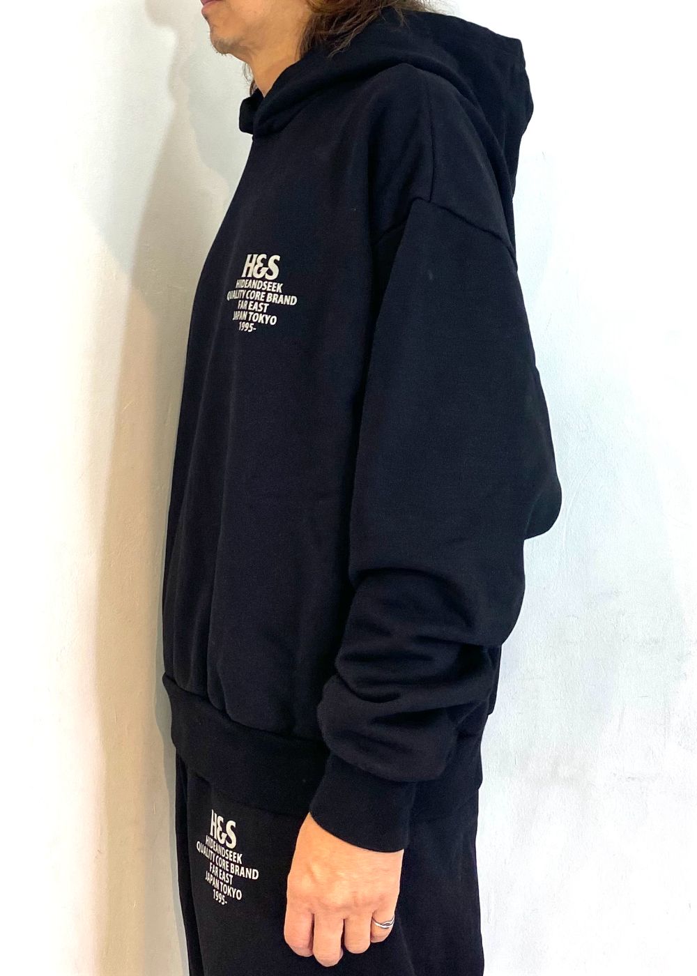 H&S Hooded Sweat Shirt (BLACK) / オリジナル セットアップスウェット パーカー / セットアップ可能