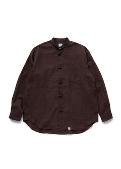 【ラスト1点】L/S CHINA BIG SHIRT "SUNG" (BROWN) / ビッグサイズ チャイナシャツジャケット