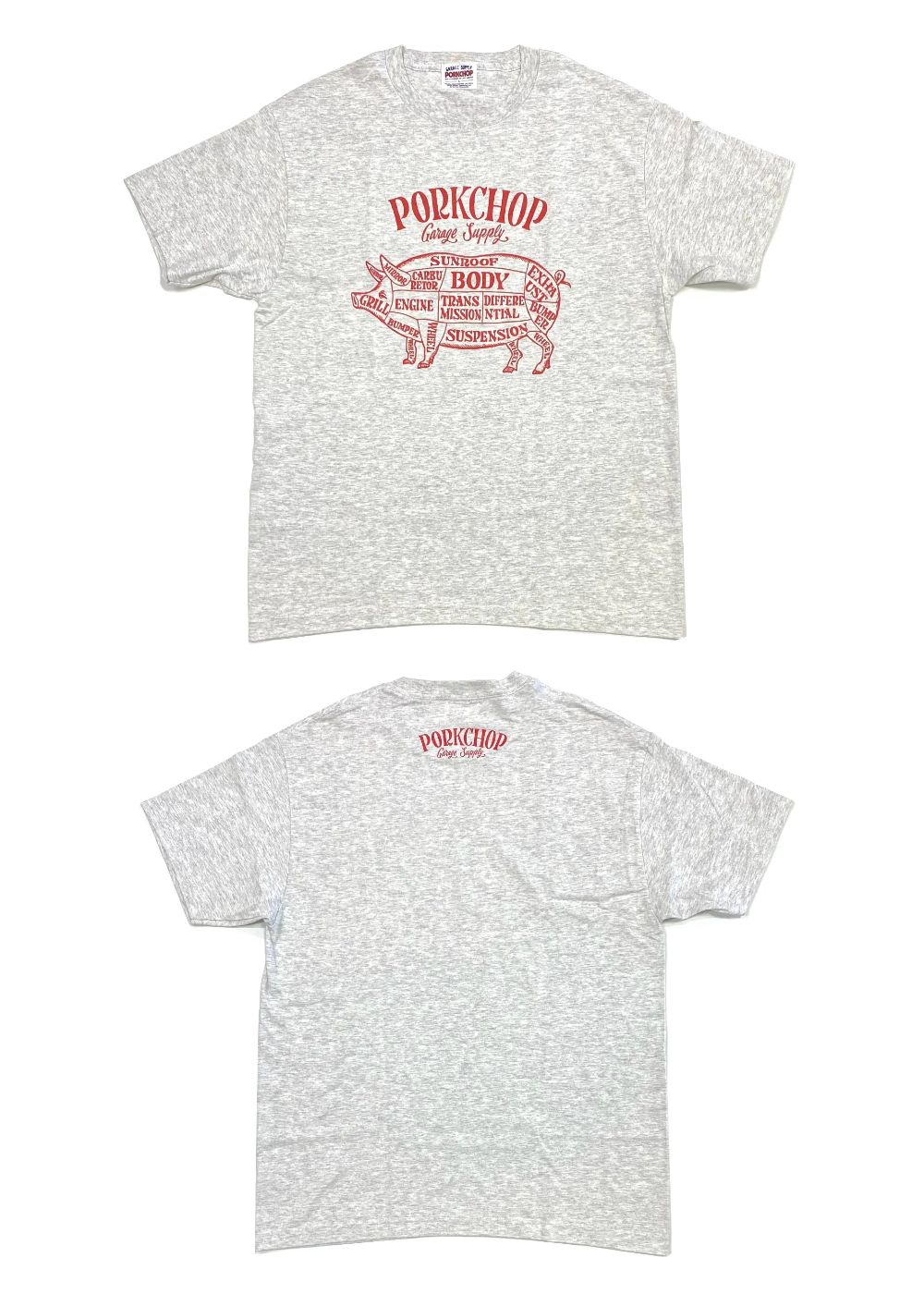 PORK FRONT TEE 25 (ASH) / ポーク フロント ロゴ Tシャツ