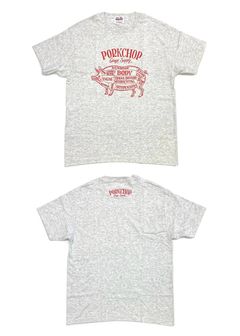 PORK FRONT TEE 25 (ASH) / ポーク フロント ロゴ Tシャツ