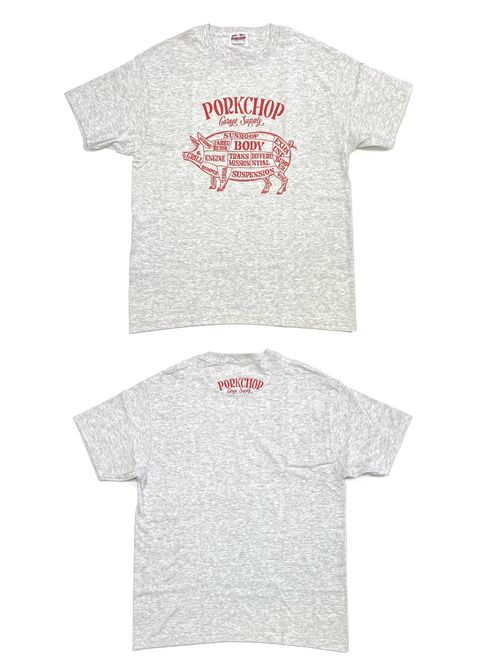 PORK FRONT TEE 25 (ASH) / ポーク フロント ロゴ Tシャツ