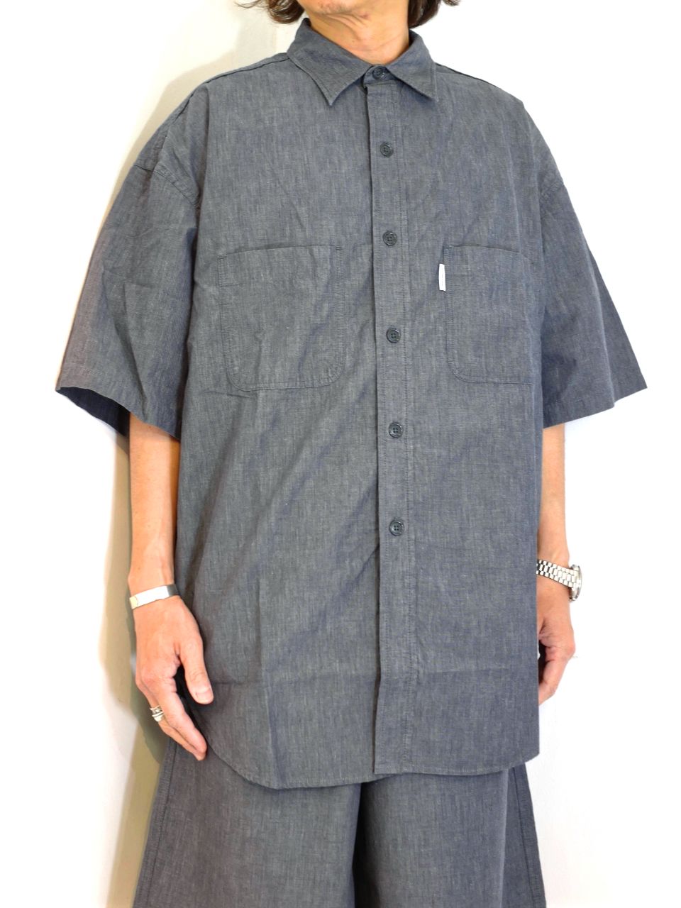 COOTIE PRODUCTIONS - 【ラスト1点】C/W Typewriter S/S Shirt (STEEL) / タイプライター シャツ  / セットアップ可能 | LOOPHOLE