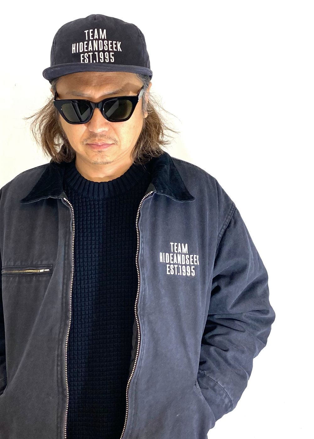 1995 OX Baseball CAP (Washed) (BLACK) / ロゴ刺繍 ダッドキャップ