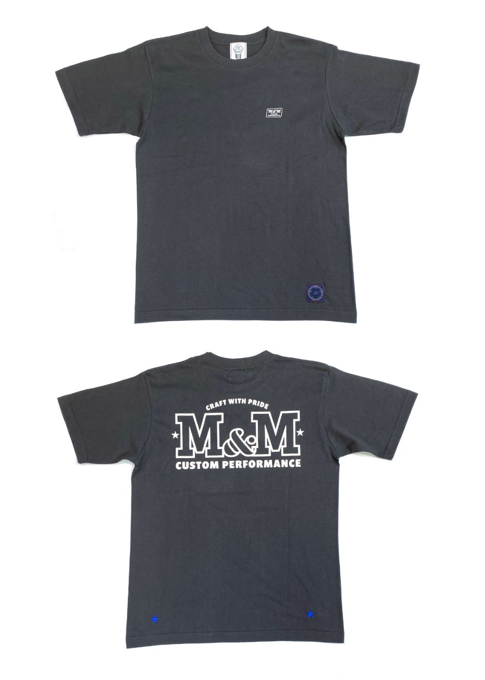 M&M CUSTOM PERFORMANCE - PRINT S/S TEE (SUMI) / ロゴ バック