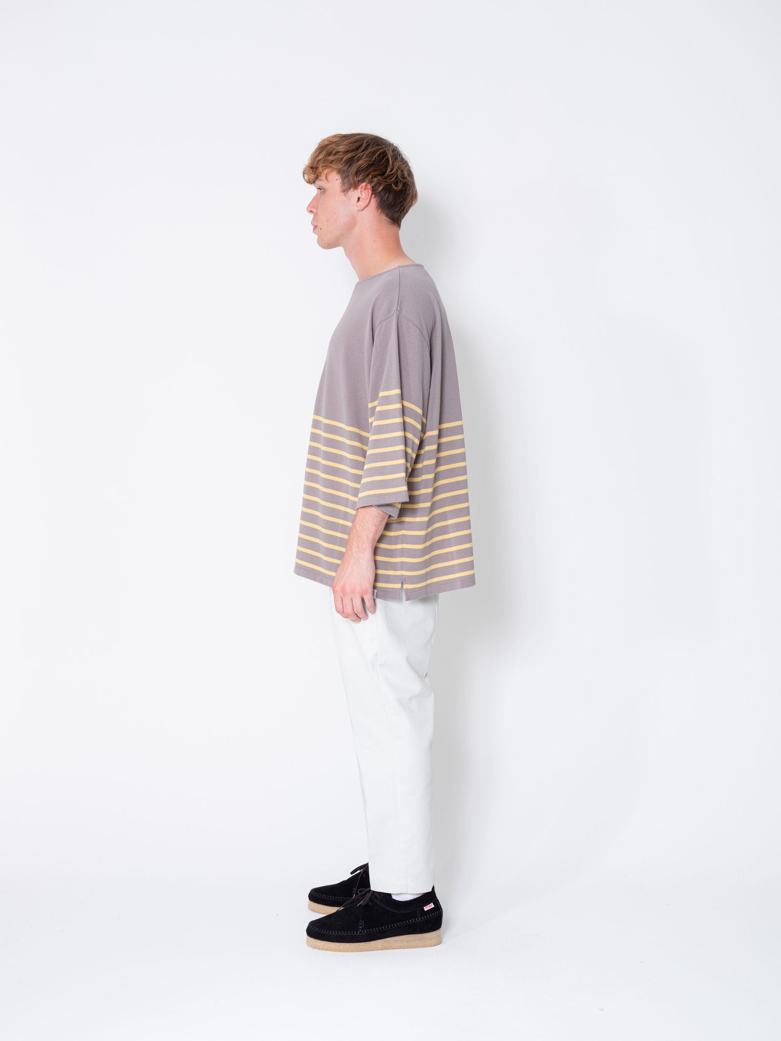 【ラスト1点】KNITTED BASQUE SHIRT "ERNEST" (GRAY) / サマーニット バスクシャツ