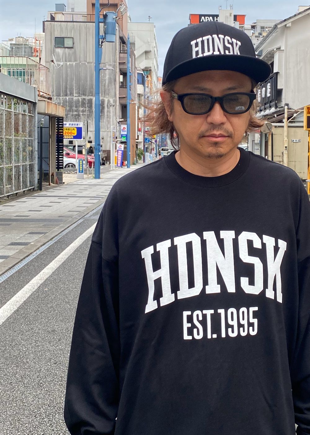 College Baseball CAP (BLACK×WHITE) / 刺繍ロゴ ベースボールキャップ