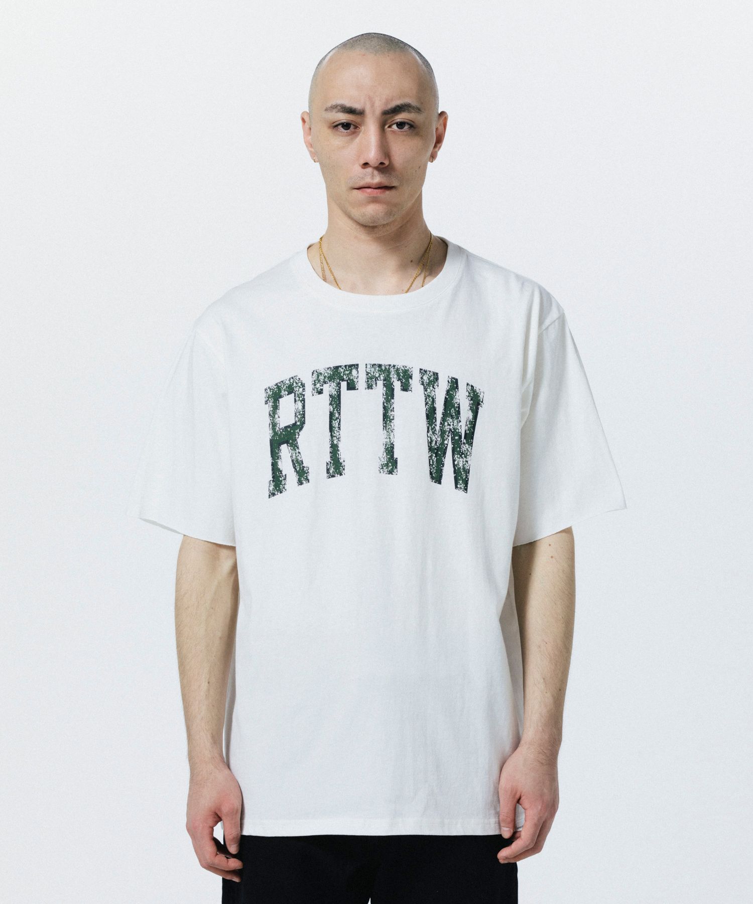 R9 RTTW TEE (WHITE) / カレッジロゴ プリント オリジナル Tシャツ