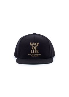 EMBROIDERY CAP "WAY OF LIFE" (BLACK×ASH GOLD) / ロゴ刺繍ベースボールキャップ