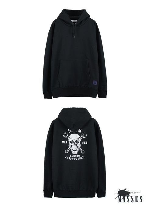 【ラスト1点】×MASSES HOODED SKULL WRENCH (BLACK) / マシス コラボレーション スウェット パーカー