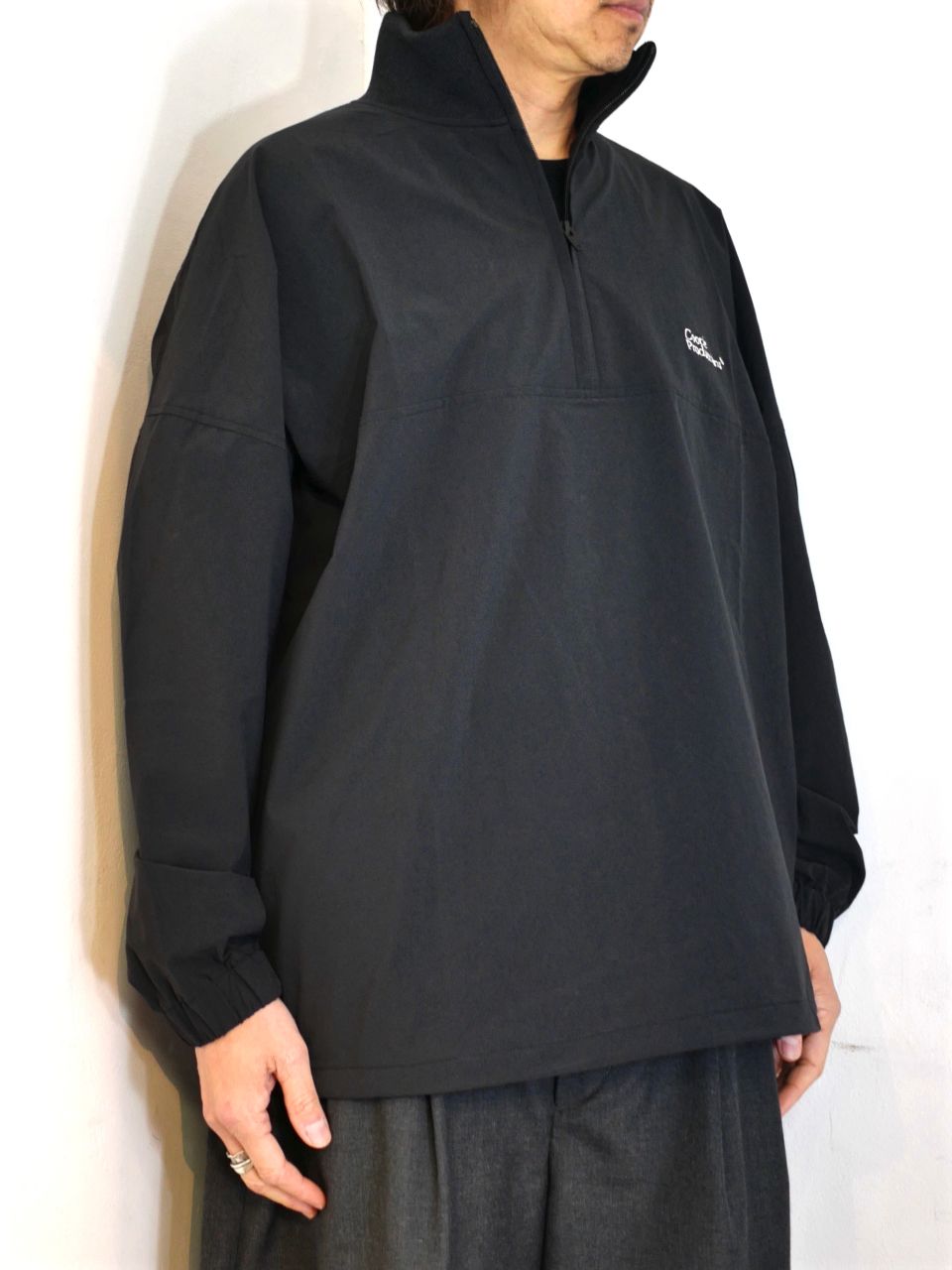 COOTIE PRODUCTIONS - Nylon Light Cloth Half Zip L/S Tee (BLACK) / ナイロン ハーフジップ  ジャケット | LOOPHOLE