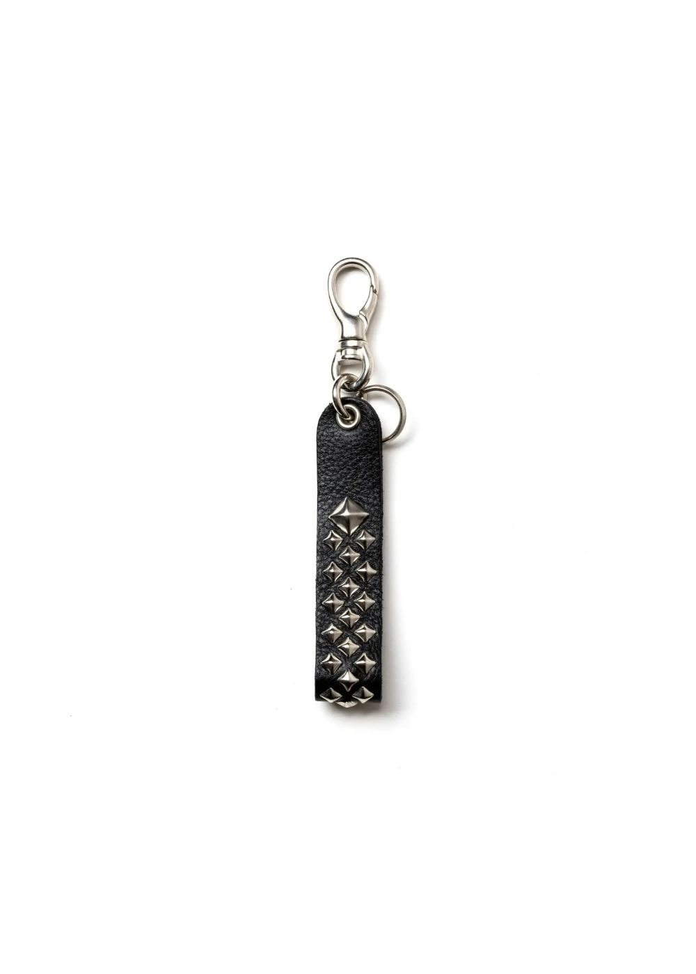 CALEE LEATHER KEYRING レザー キーリングスタッズ CALEE - STUDS LEATHER FLAT KEY RING (BLACK) / スタッズ