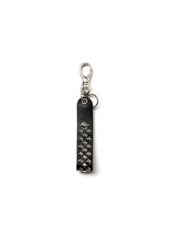 STUDS LEATHER FLAT KEY RING (BLACK) / スタッズ レザー キーリング