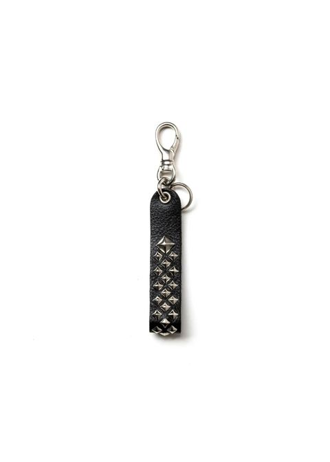 STUDS LEATHER FLAT KEY RING (BLACK) / スタッズ レザー キーリング