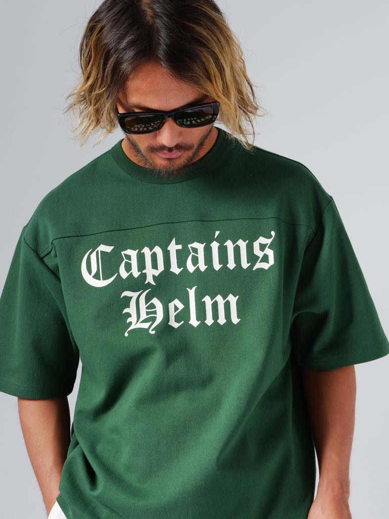 CAPTAINS HELM - FOOTBALL TEE (GREEN) / フットボール Tシャツ | LOOPHOLE 