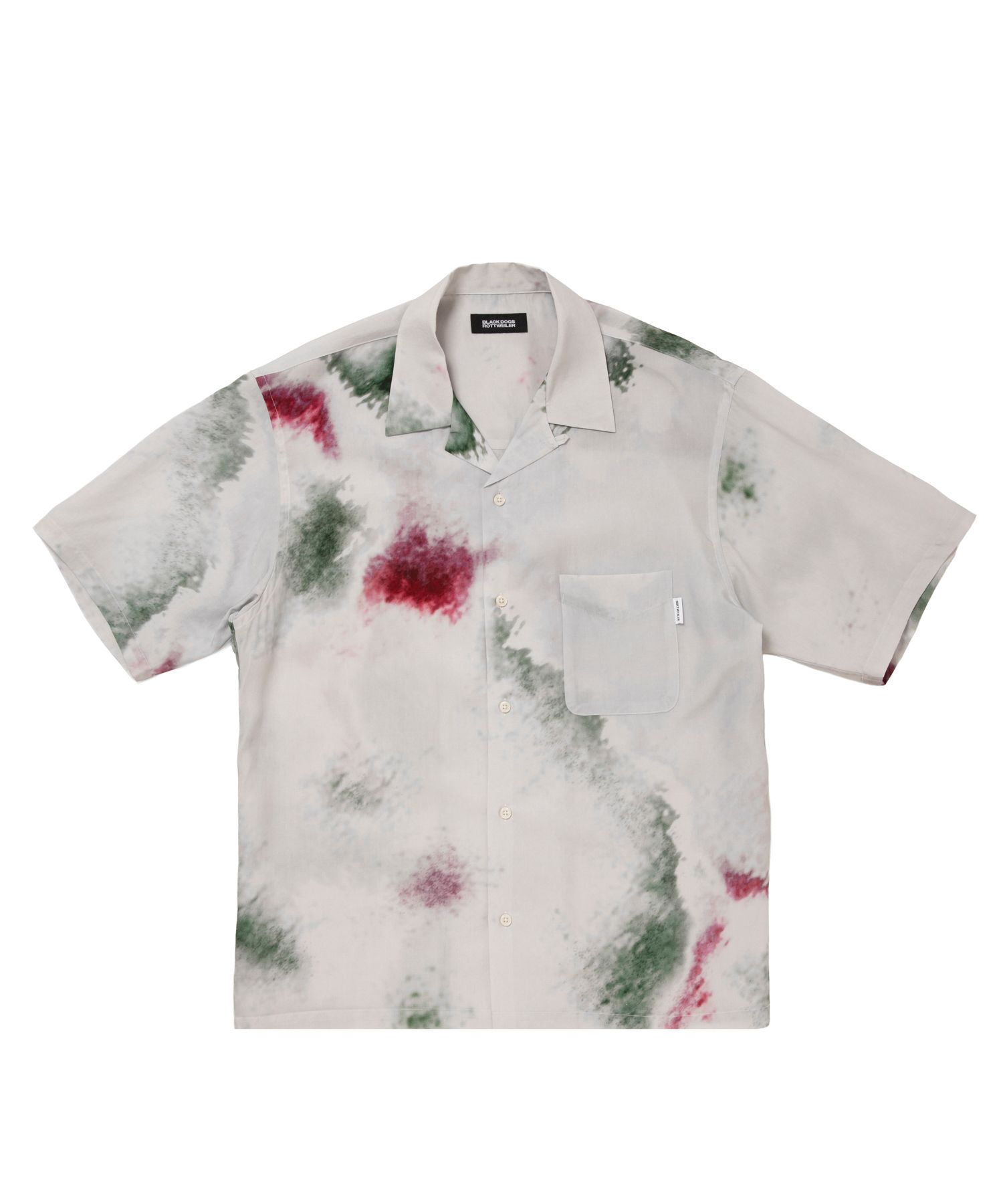 R9 PAINTED SS SHIRT (GRAY) / オリジナル プリント オープンカラー シャツ