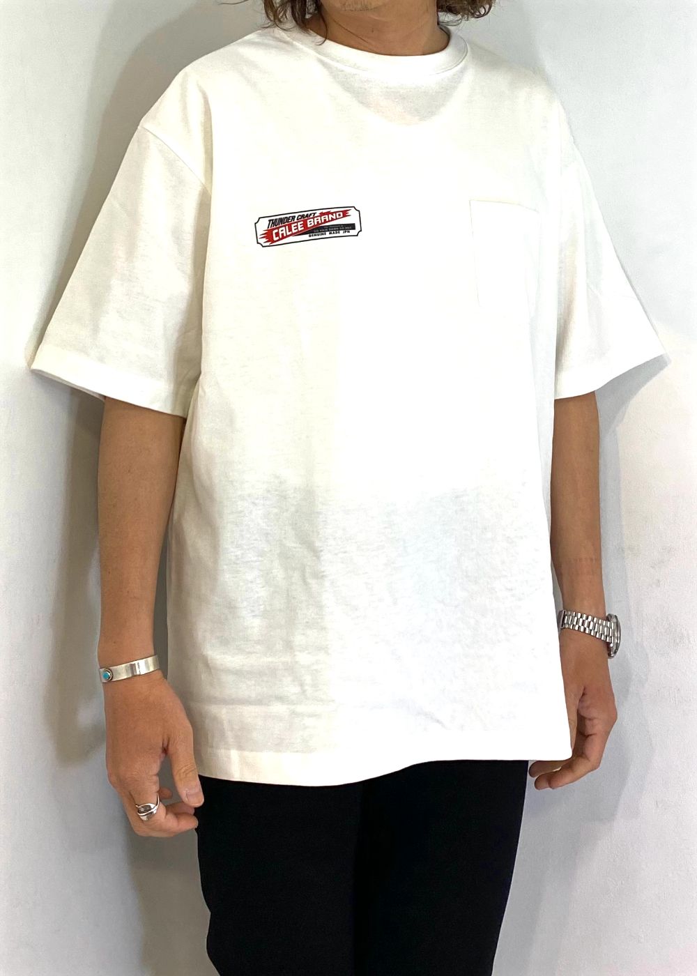 VINTAGE TYPE THUNDER CRAFT POCKET TEE (WHITE) / ヴィンテージ タイプ プリント ポケット Tシャツ