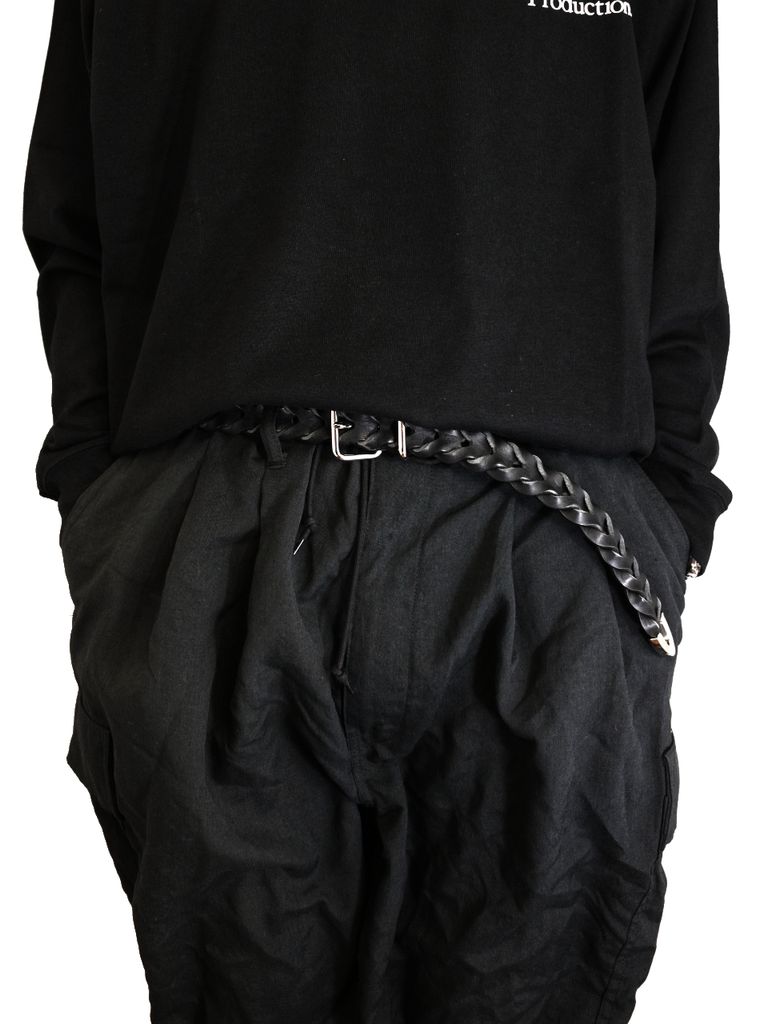 COOTIE PRODUCTIONS - Leather Braid Belt (SILVER) / レザー メッシュ 