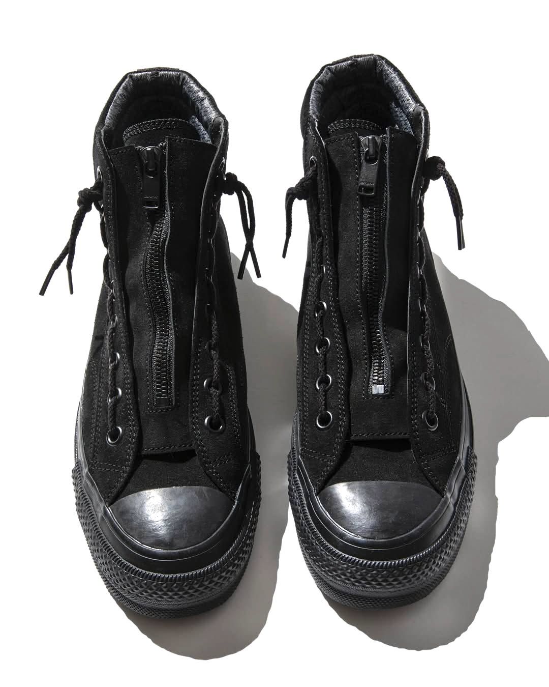 × nonnative DWELLER TRAINER 2 HI COW LEATHER WITH GORE-TEX by SPINGLE (BLACK×BLACK) / ノンネイティブ コラボスニーカー