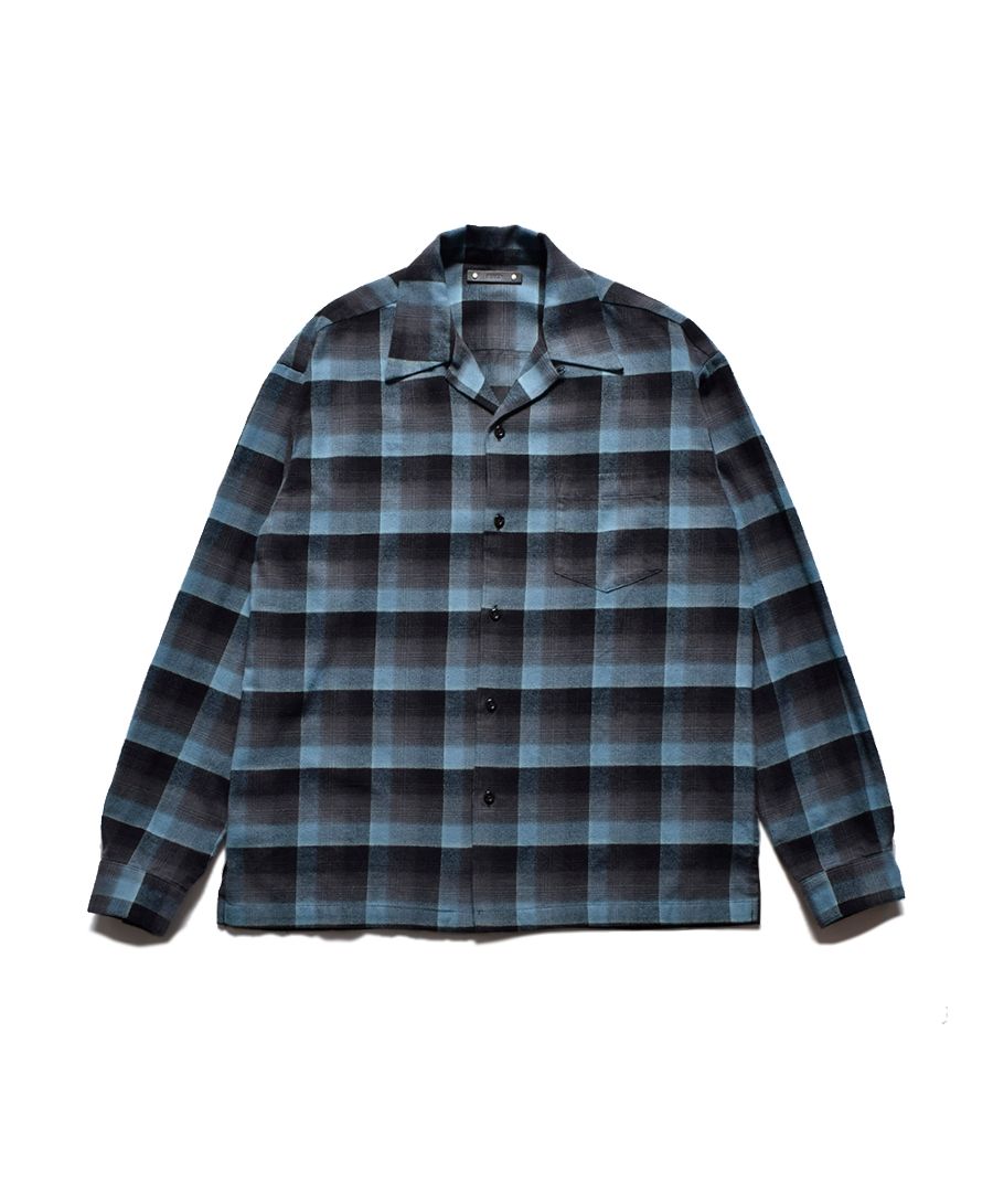 MINEDENIM - C.R Flow Ombre Check Open Collar L/S SH (BLT) / オンブレチェック オープンカラー シャツ | LOOPHOLE