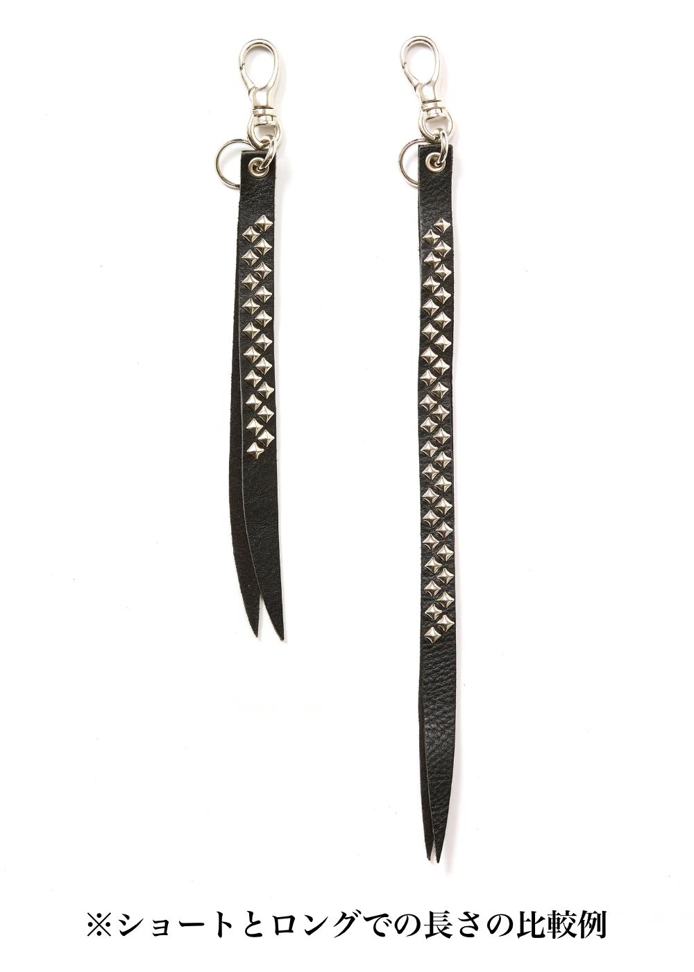 STUDS LEATHER SHORT KEY RING (BLACK) / スタッズ レザー キーリング ショート バージョン