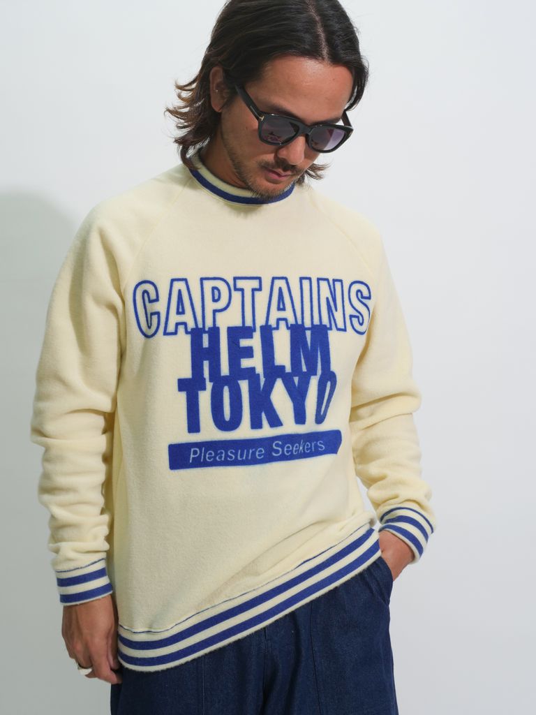 CAPTAINS HELM - P-LINE FLEECE CREW (OFF WHITE) / プリント クルー 