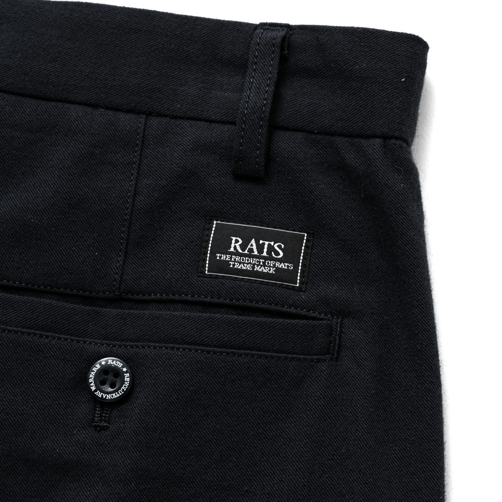 RATS - CHINO SHORTS (BLACK) / コットン チノショーツ | LOOPHOLE RATS - CHINO SHORTS (BLACK) / コットン チノショーツ | LOOPHOLE