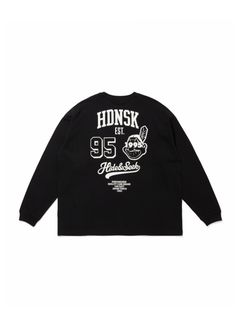 College L/S Tee (BLACK×WHITE) / カレッジ プリント ルーズフィット ロングスリーブ Tシャツ