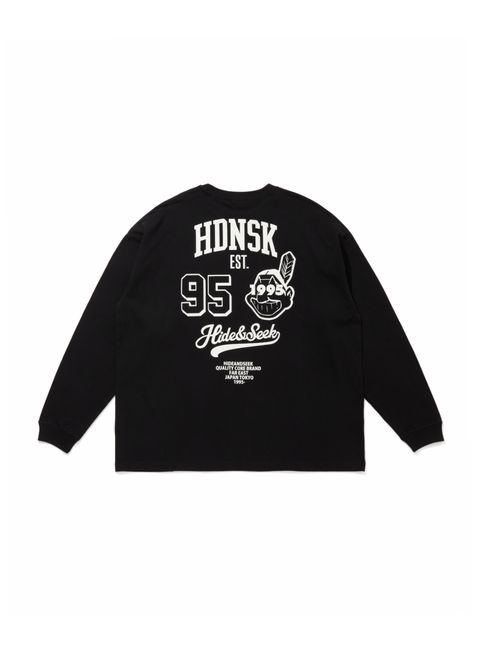 College L/S Tee (BLACK×WHITE) / カレッジ プリント ルーズフィット ロングスリーブ Tシャツ