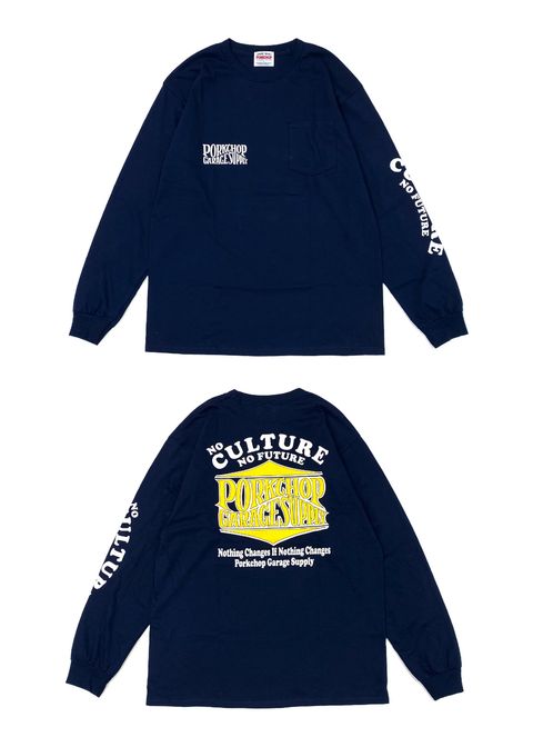 WAVE LOGO L/S TEE (NAVY) / ウェーブ ロゴ ロングスリーブ ポケット Tシャツ