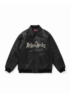 Leather Varsity Jacket (BLACK/WHITE) / 西浦徹 コラボ レザー ジャケット