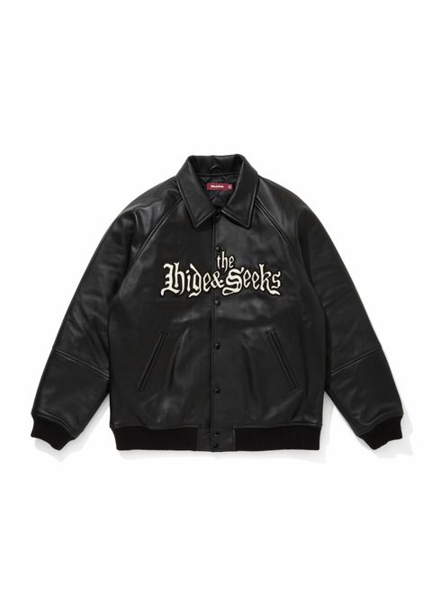 Leather Varsity Jacket (BLACK/WHITE) / 西浦徹 コラボ レザー ジャケット