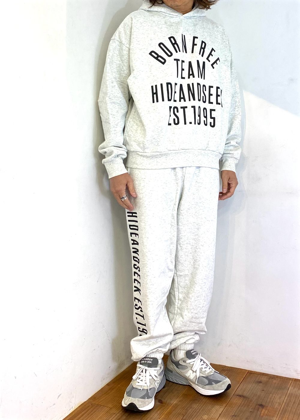 College Hooded Sweat Shirt (LIGHT GRAY) / オリジナル セットアップスウェット パーカー / セットアップ可能