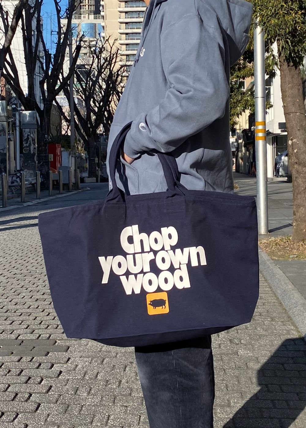 CYOW ZIP TOTE BAG (NAVY) / プリントトート バッグ