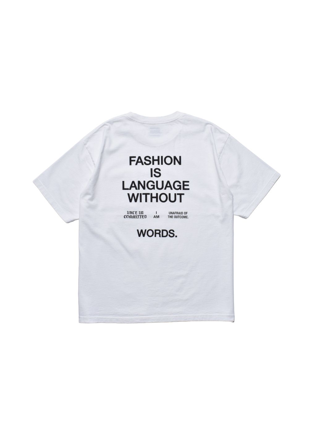 FASHION IS LANGUAGE Crewneck Pocket Tee (WHT) / オリジナル プリント ポケット Tシャツ