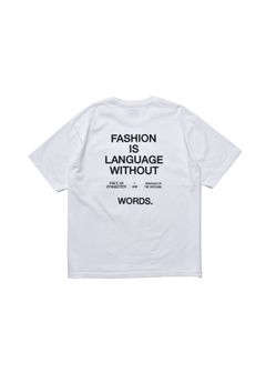 FASHION IS LANGUAGE Crewneck Pocket Tee (WHT) / オリジナル プリント ポケット Tシャツ