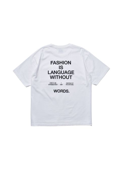 FASHION IS LANGUAGE Crewneck Pocket Tee (WHT) / オリジナル プリント ポケット Tシャツ