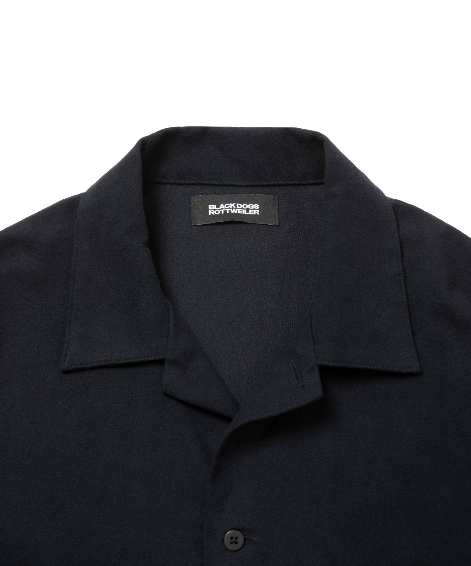 R9 OPEN COLLAR SHIRT (BLACK) / コットン スウェード オープン カラー シャツ