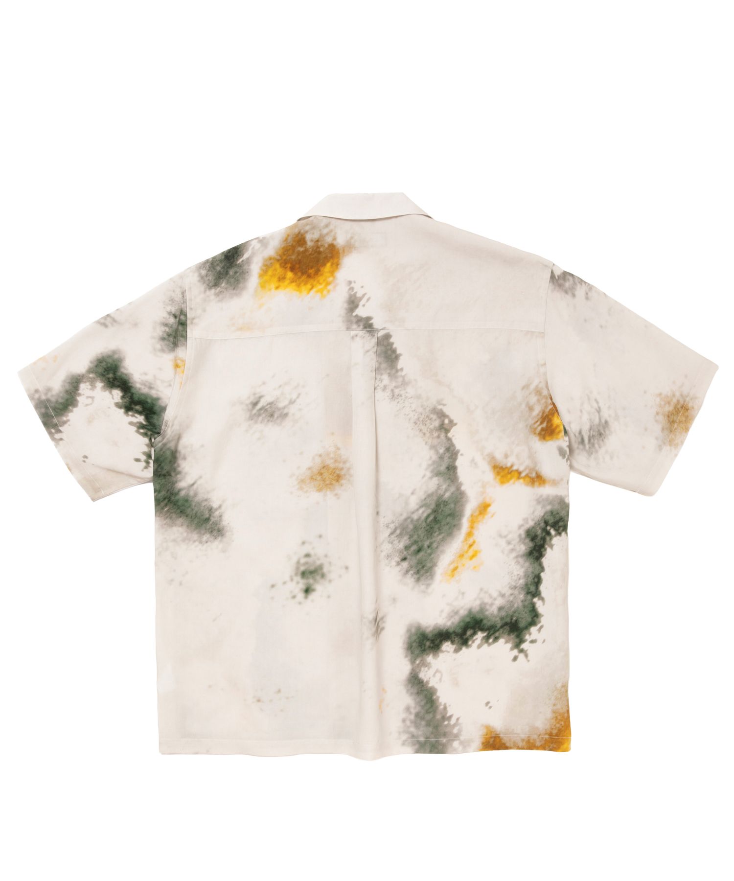 R9 PAINTED SS SHIRT (BEIGE) / オリジナル プリント オープンカラー シャツ