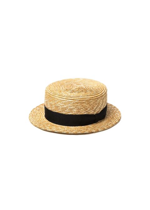 STRAW BOATER HAT (BEIGE) / オリジナル カンカン帽