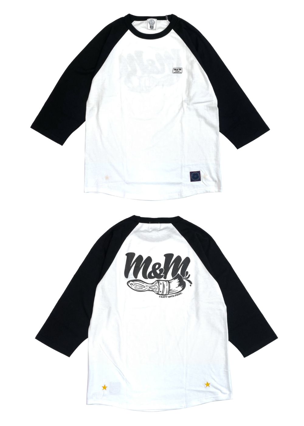 M&M CUSTOM PERFORMANCE - RAGLAN T-SHIRT (WHITE×BLACK) / 3/4