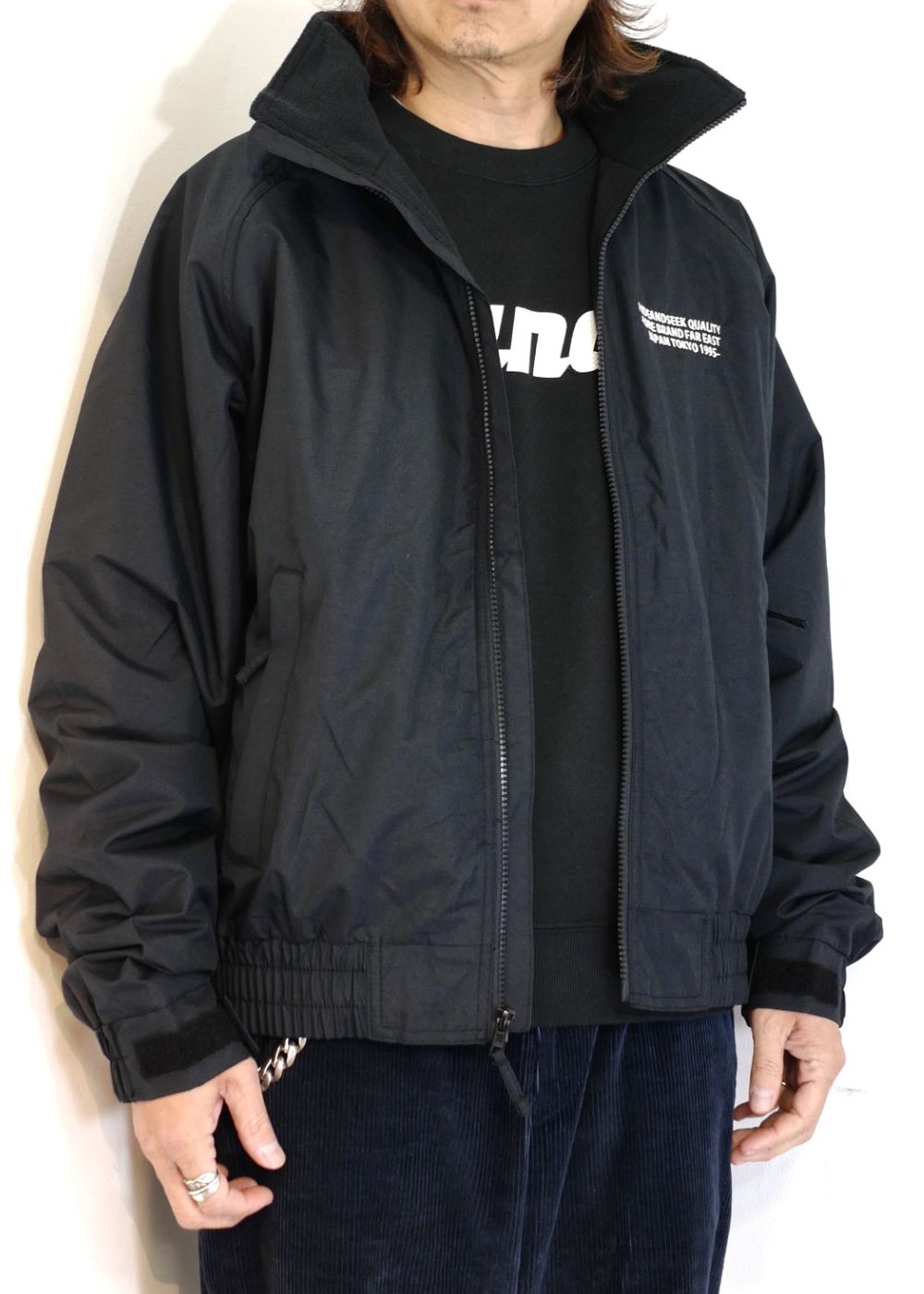 HIDE AND SEEK - ZIP TRACK JACKET (BLACK) / フリースライナー