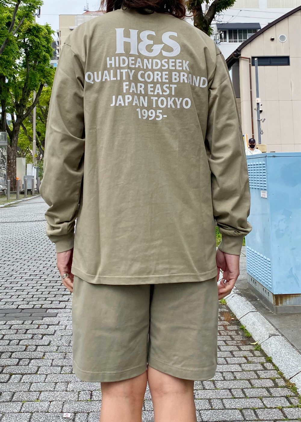 H&S L/S Tee (BEIGE) / オリジナル ロゴ プリント ロング スリーブ Tシャツ