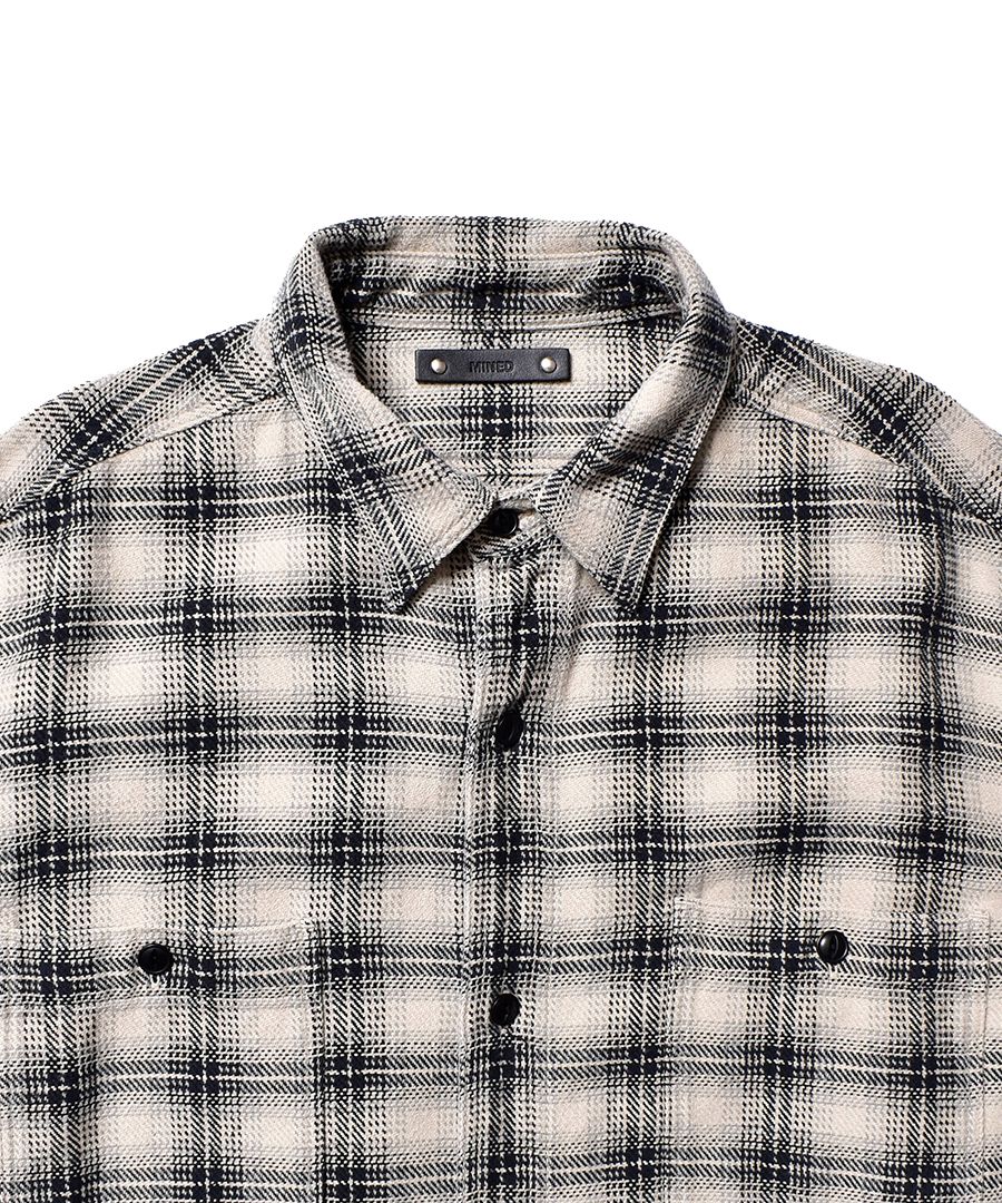 MINEDENIM - V.Check Flannel Work SH (WPT) / オンブレチェック オープンカラーシャツ | LOOPHOLE