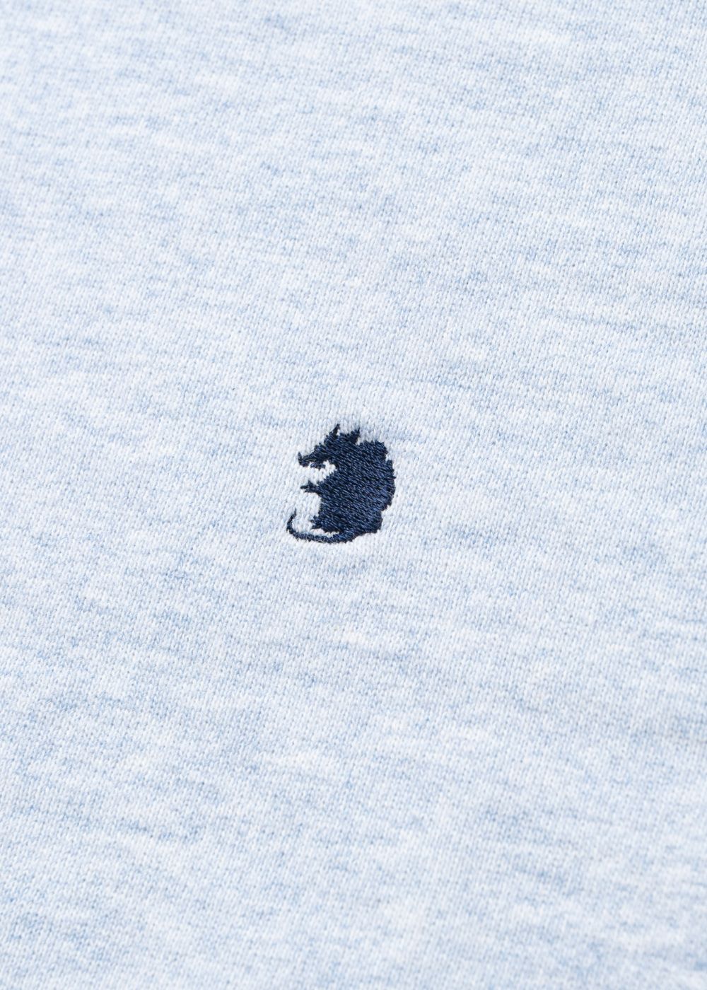 TRIM HOODIE (HEATHER BLUE) / クロスネック トリムリブ スウェットパーカー