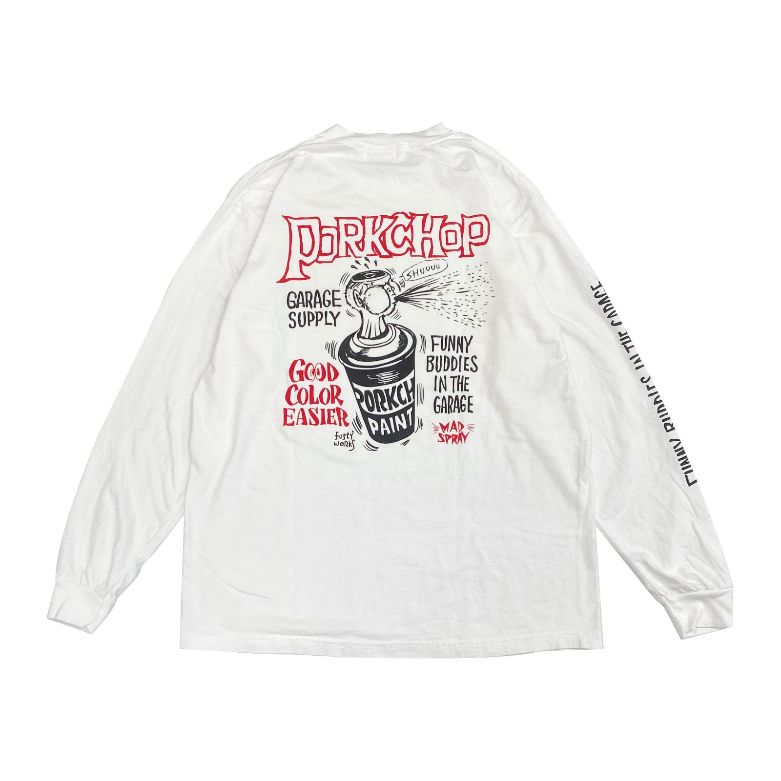 MAD SPRAY L/S TEE (WHITE) / マッドスプレー ロング Tシャツ